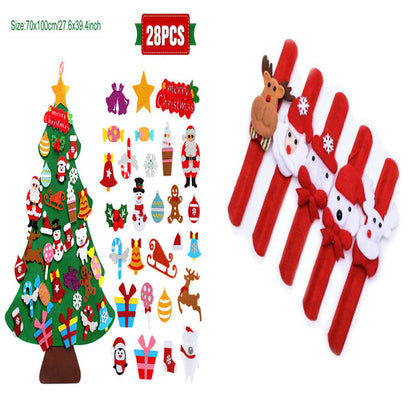 DIY Felt Christmas Tree New Year Toddler Kids Handmade Gift Toys Door Wall Hanging Ornaments Holiday Party Home Decor Set